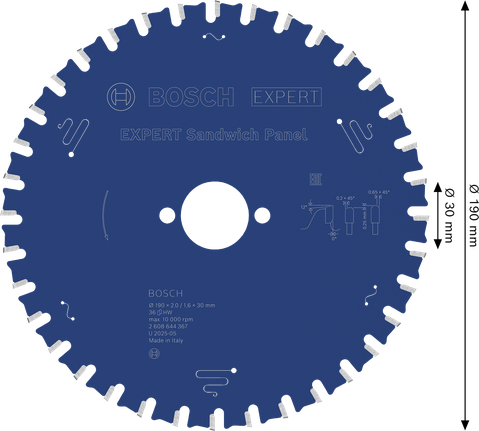 BoschEXPERT 三明治板圆锯片，直径 190 毫米。